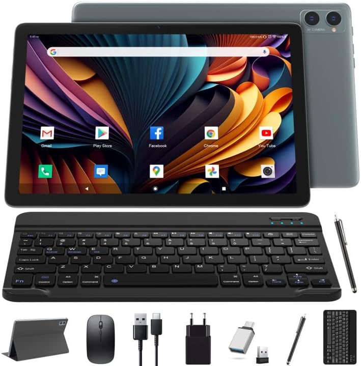KADYBE 2024 Neueste Android Tablet 10 Zoll,128GB ROM (1TB TF),Octa-Core,1080FHD,|Gesichtserkennung|