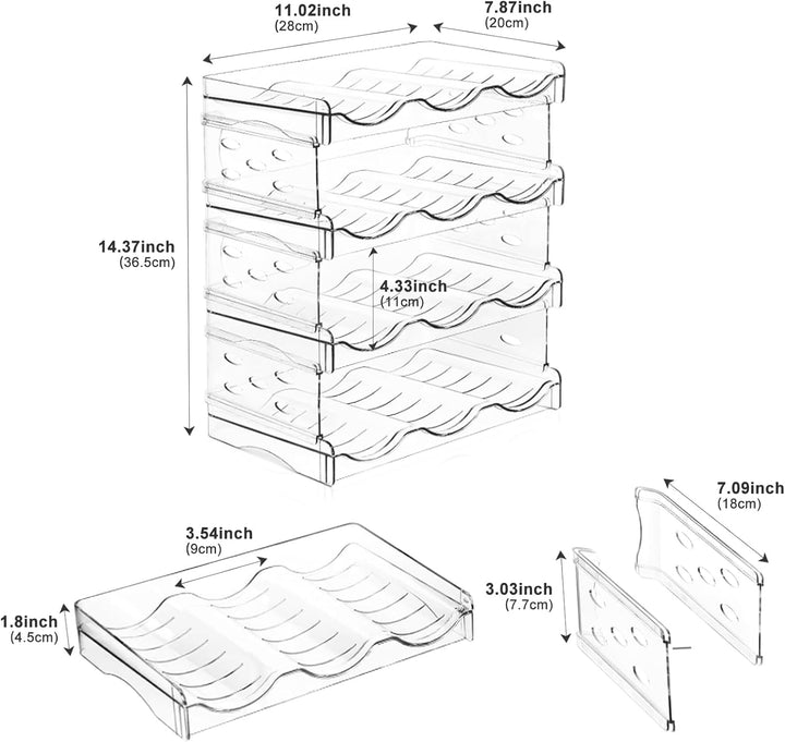 Stapelbarer Flaschenhalter – Für 12 Flaschen, geeignet für Kühlschrank, Schrank, Arbeitsplatte und B