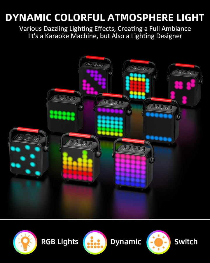 Karaoke Maschine,Karaoke anlage Box mit 2 mikrofonen,Bluetooth Lautsprecher,PA System mit Karaoke-Mo