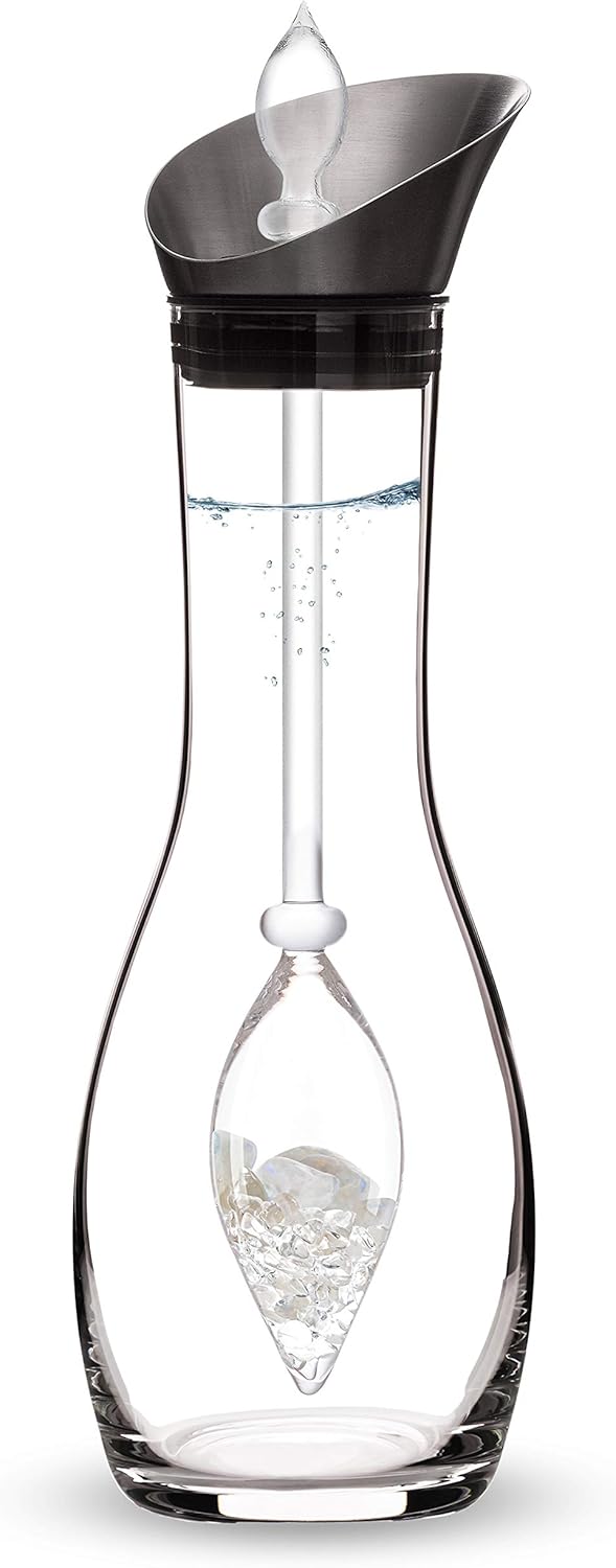 Vitajuwel Luna Edelsteinwasserset für Zuhause Luna (Karaffe Era & Phiole) mit Mondstein & Bergkrista