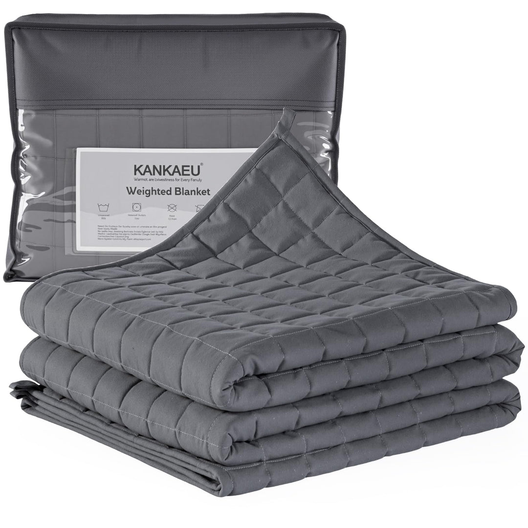KANKAEU Gewichtsdecke 150x200cm 7kg - Weighted Blanket mit Glasperlen - Anti-Stress Decke gegen Schl
