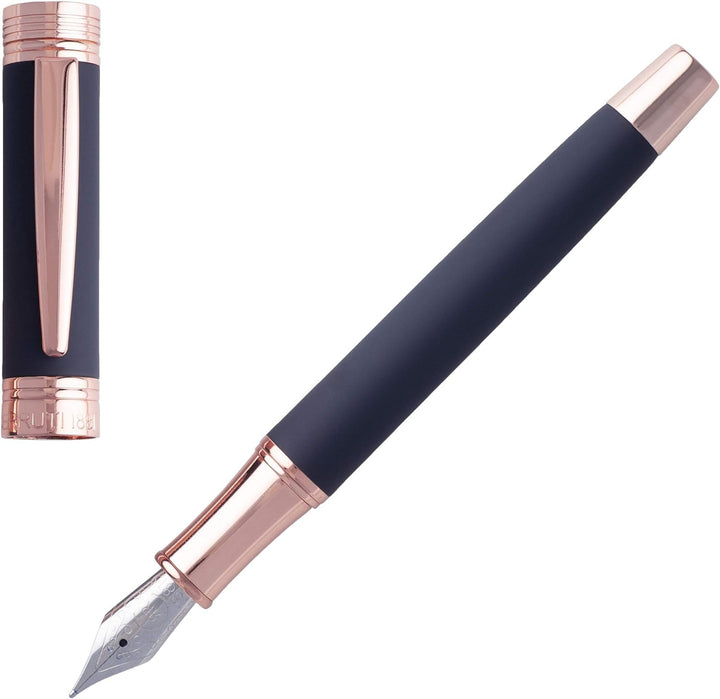 Cerruti Füllfederhalter Zoom Soft Navy in der Farbe Rose Gold mit blauer Tinte, NSG9142N