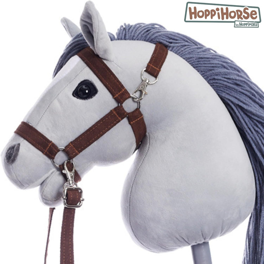 HOPPIHORSE Steckenpferd mit Trense - A3 - Hobby Horse mit Zügeln, Schultergurt, Schweif - hochwertig