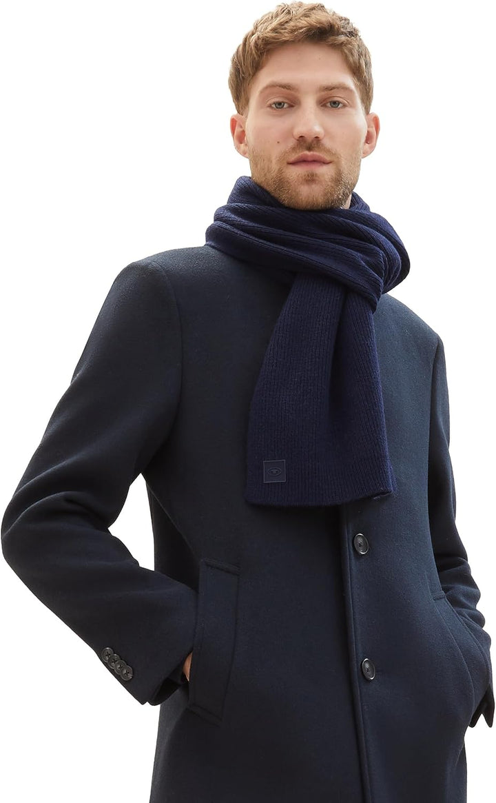 TOM TAILOR Herren Basic Winterschal mit Wolle Einheitsgrösse 13160 - Knitted Navy Melange, Einheitsg