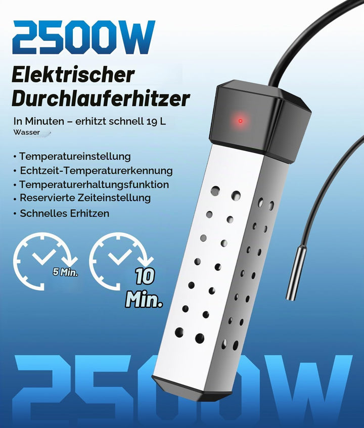 WADEO Tauchsieder Wasserkocher mit Wärmeisolierter Griff, Elektrischer Tauchwasserbereiter Wassererh