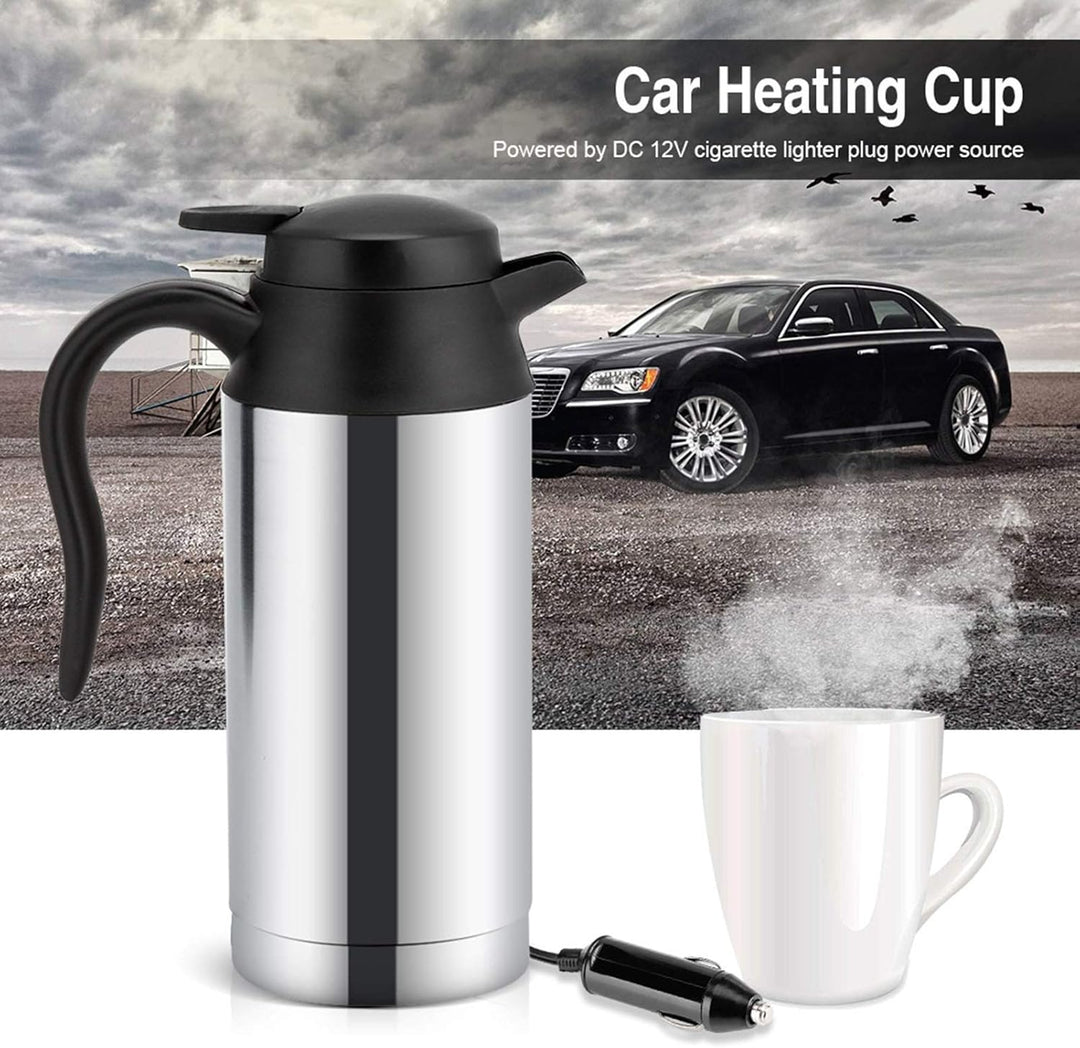 Auto Wasserkocher, 750 ml 12V Elektrische Wasserkocher mit Zigarettenanzünder, Edelstahl Auto Heizbe