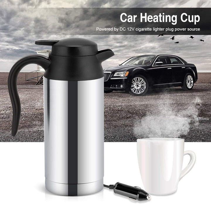 Auto Wasserkocher, 750 ml 12V Elektrische Wasserkocher mit Zigarettenanzünder, Edelstahl Auto Heizbe