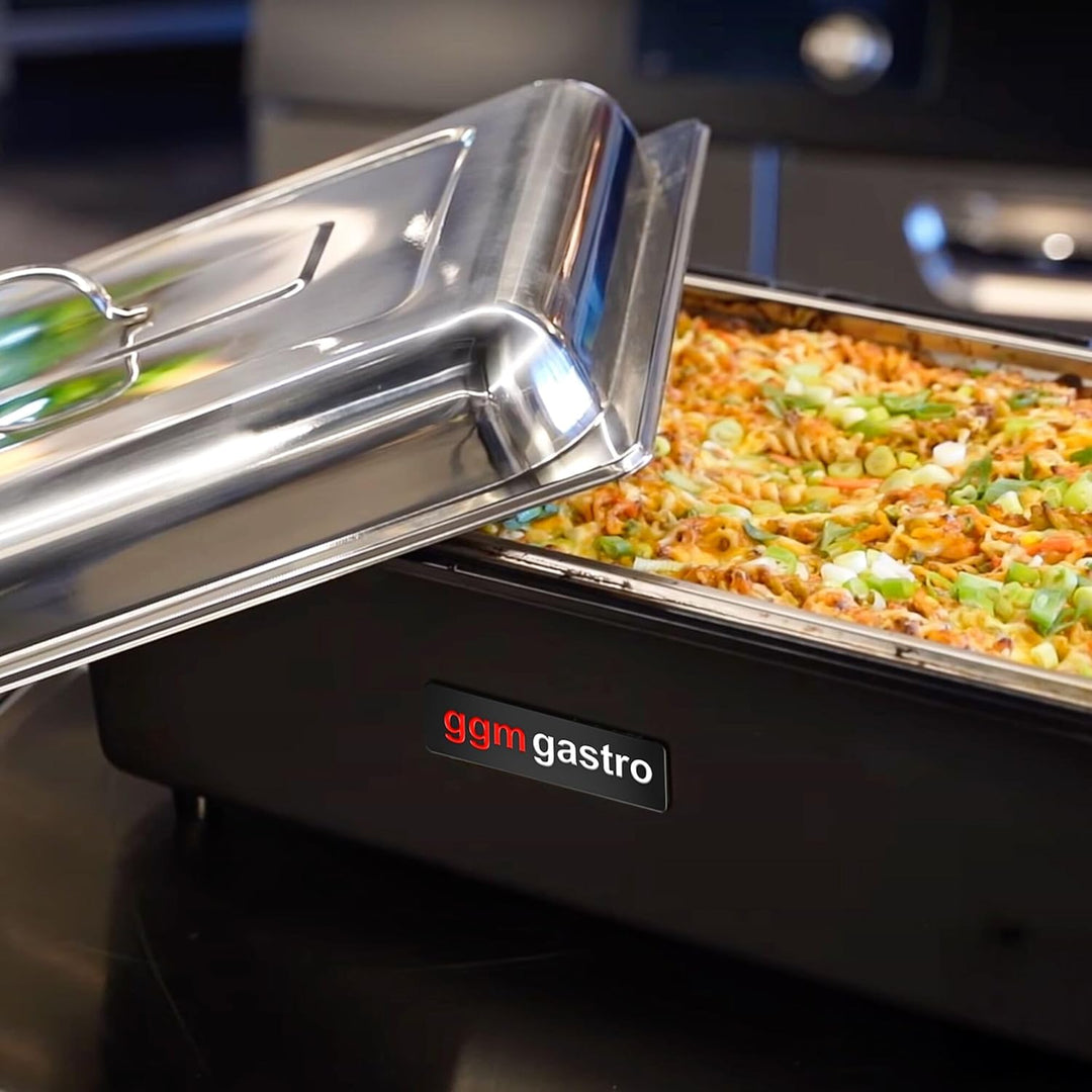 GGM Gastro | CDH11100E | Elektro Chafing Dish - GN 1/1 - mit Deckel - Schwarz