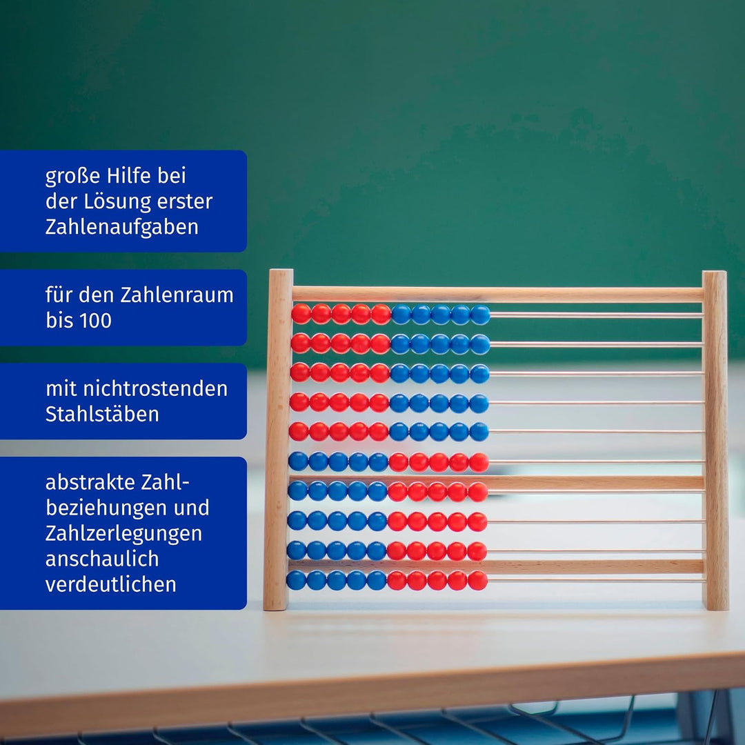 Betzold Holz-Rechenschieber Grundschule 100 - Abakus Rechenrahmen Rechnen Lernen Rot/Weiss, Rot/Weis