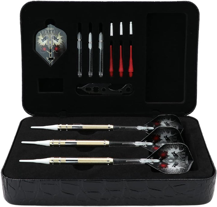 CUESOUL 16 Grams Deluxe Soft Tip Darts Set with Luxury Case（Dragon Series） JL-STL-B1101+D604, JL-STL