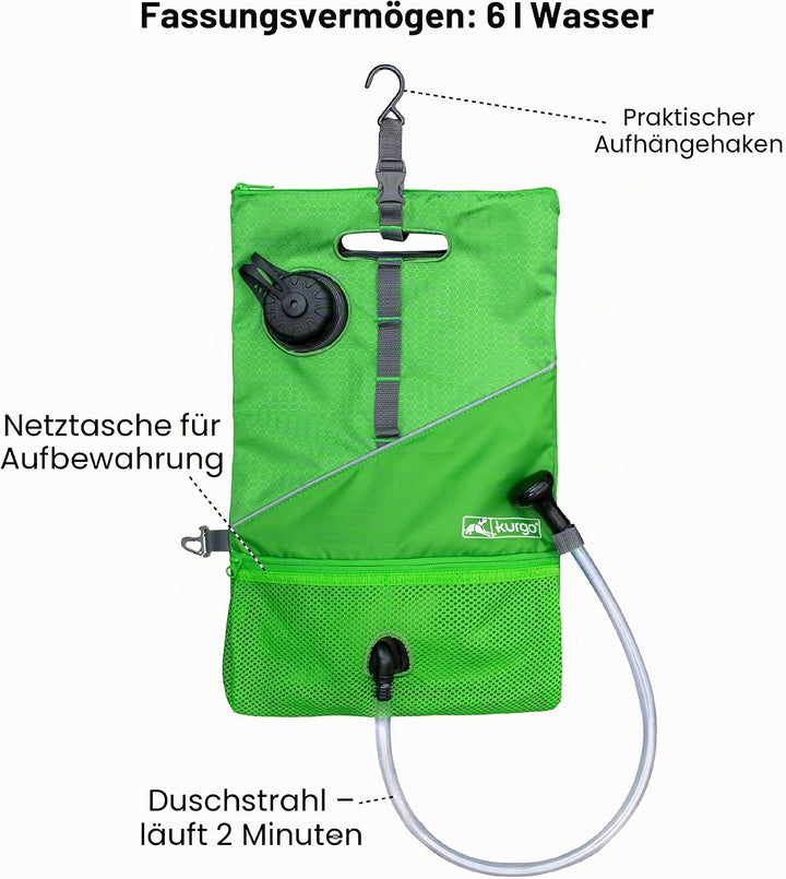 Kurgo Hunde-Dusche für unterwegs, Tragbarer Wassertank mit Duschkopf, Zum Waschen von schlammigen Pf