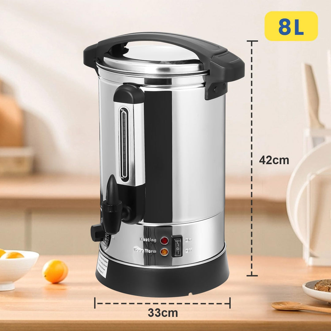 Daromigo Glühweinkocher 8L, Glühweinkocher mit Zapfhahn Thermostat,1500W Einkochautomat Edelstahl mi