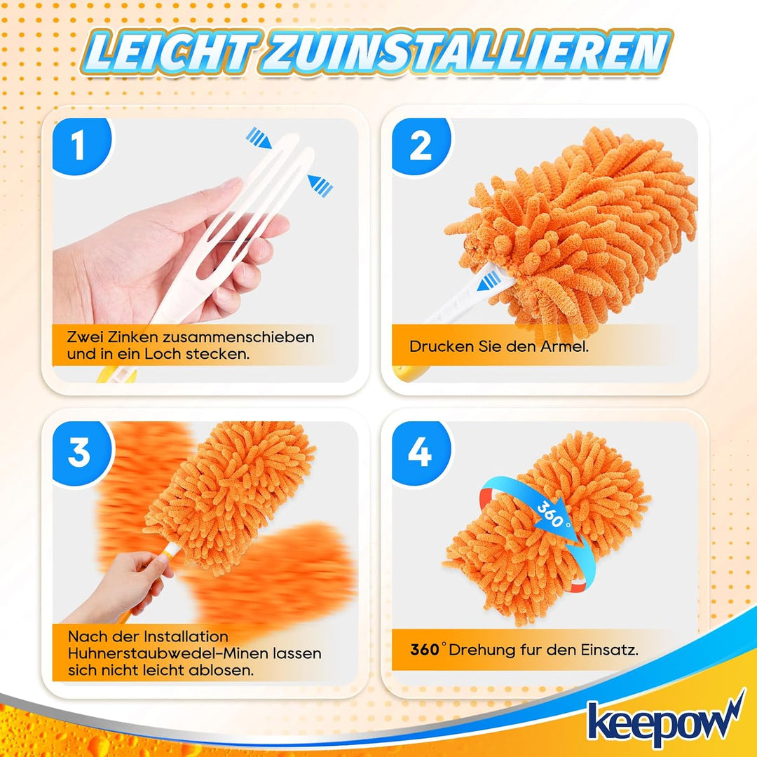 KEEPOW 8 Stück Staubwedel Waschbar für Swiffer Staubmagnet Nachfüllpack – Wiederverwendbar Tücher fü