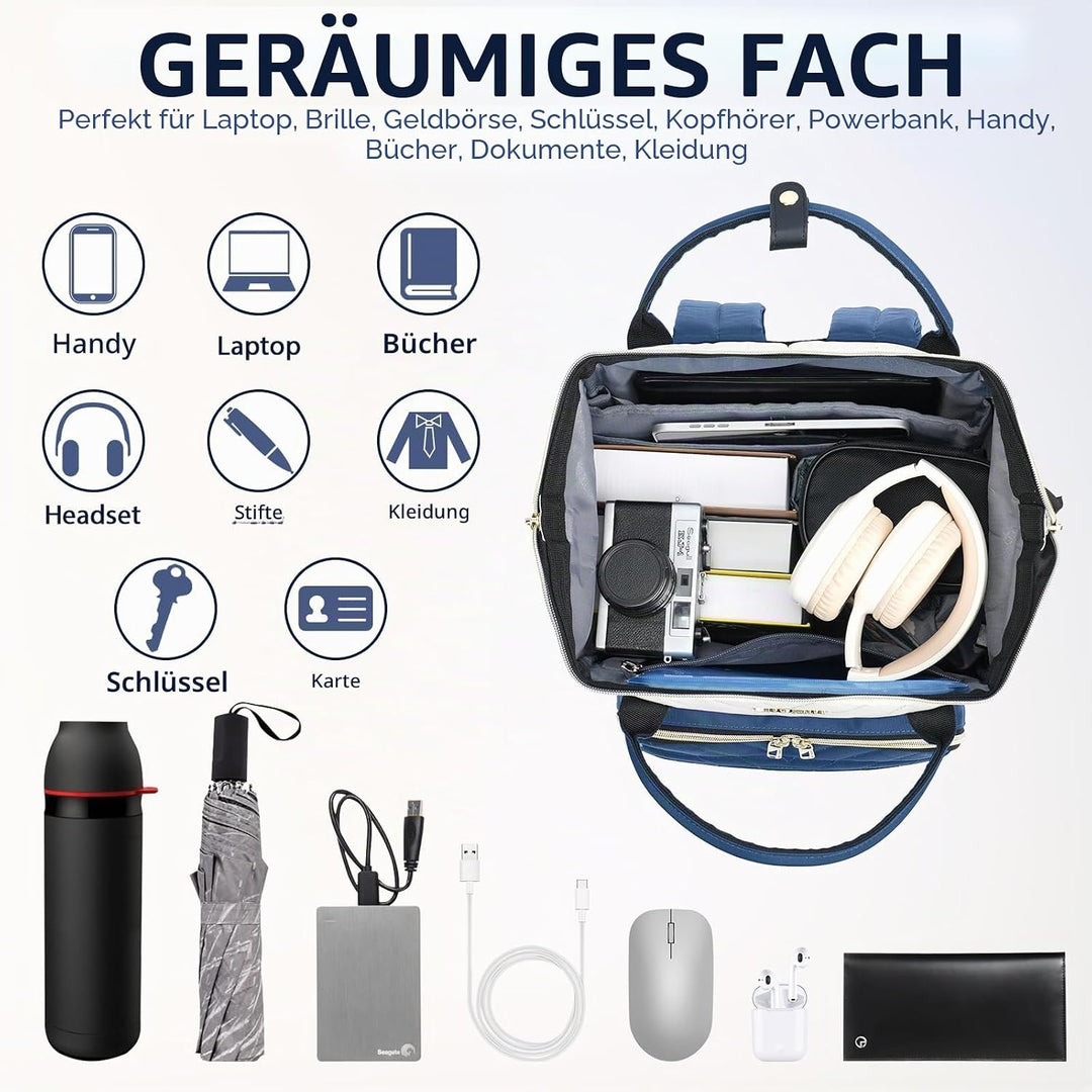 VANKEAN 17-Zoll-Laptop-Rucksack für Damen und Herren, modische Computer-Arbeitstasche, grosse Kapazi