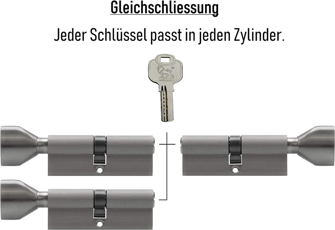 3x Knaufzylinder KSN 90 mm 45/45 gleichschliessend inkl. 15 Schlüssel