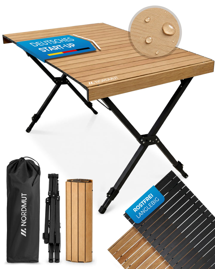 NORDMUT® Campingtisch klappbar – Hochwertiger Klapptisch Camping aus Aluminium – Rostfreier Campingt