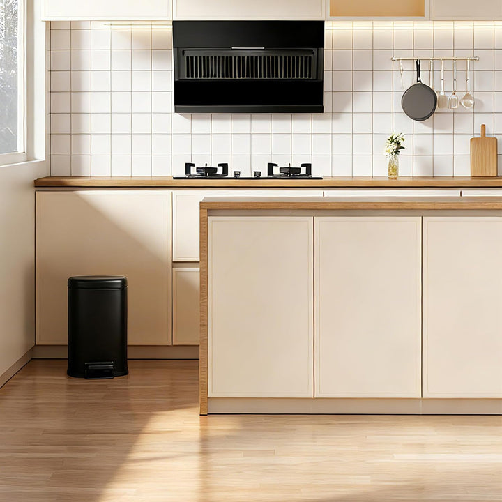 Treteimer Edelstahl, Schwarz Abfallbehälter für Bad, Küchen mit Soft-Close-Deckel, Inneneimer, Moder