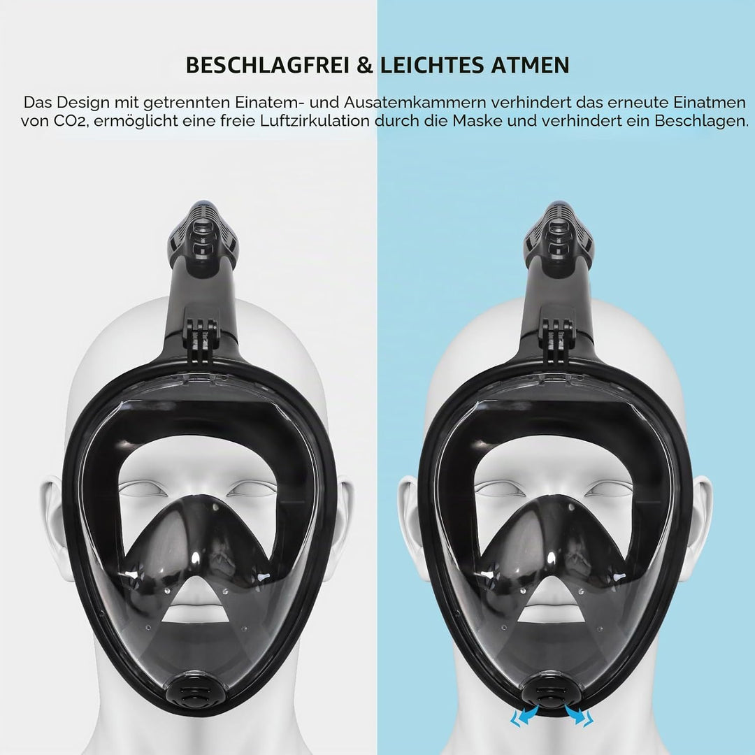 Jsdoin Schnorchelmaske Erwachsene Vollmaske,180-Grad-Sicht Tauchmaske mit Panorama-Vollgesichtsdesig