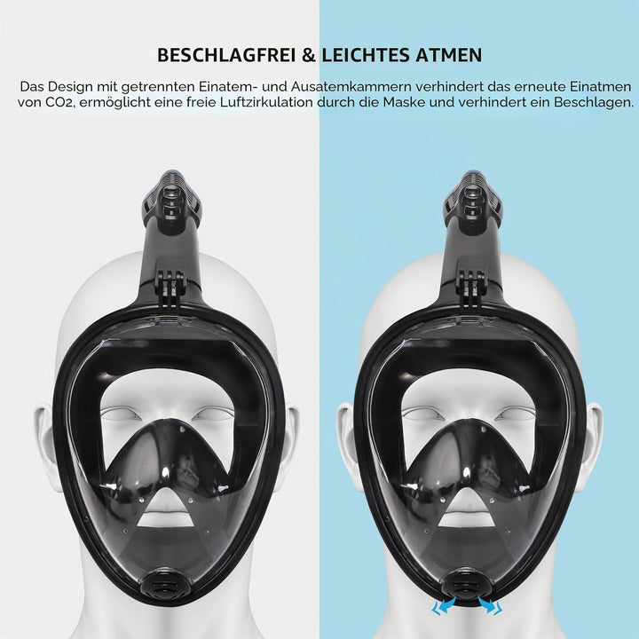 Jsdoin Schnorchelmaske Erwachsene Vollmaske,180-Grad-Sicht Tauchmaske mit Panorama-Vollgesichtsdesig