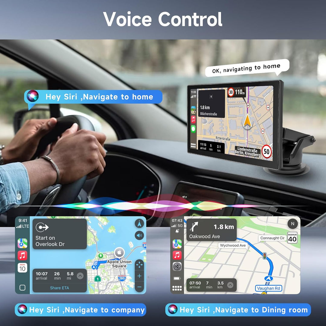 Hodozzy Wireless Carplay Android Auto Display, Tragbares Autoradio 9 Zoll HD Touchscreen, Carplay Bi