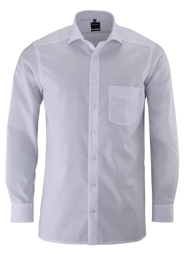 OLYMP Luxor modern fit Hemd Haifisch Kragen Langarm Popeline weiss, 37