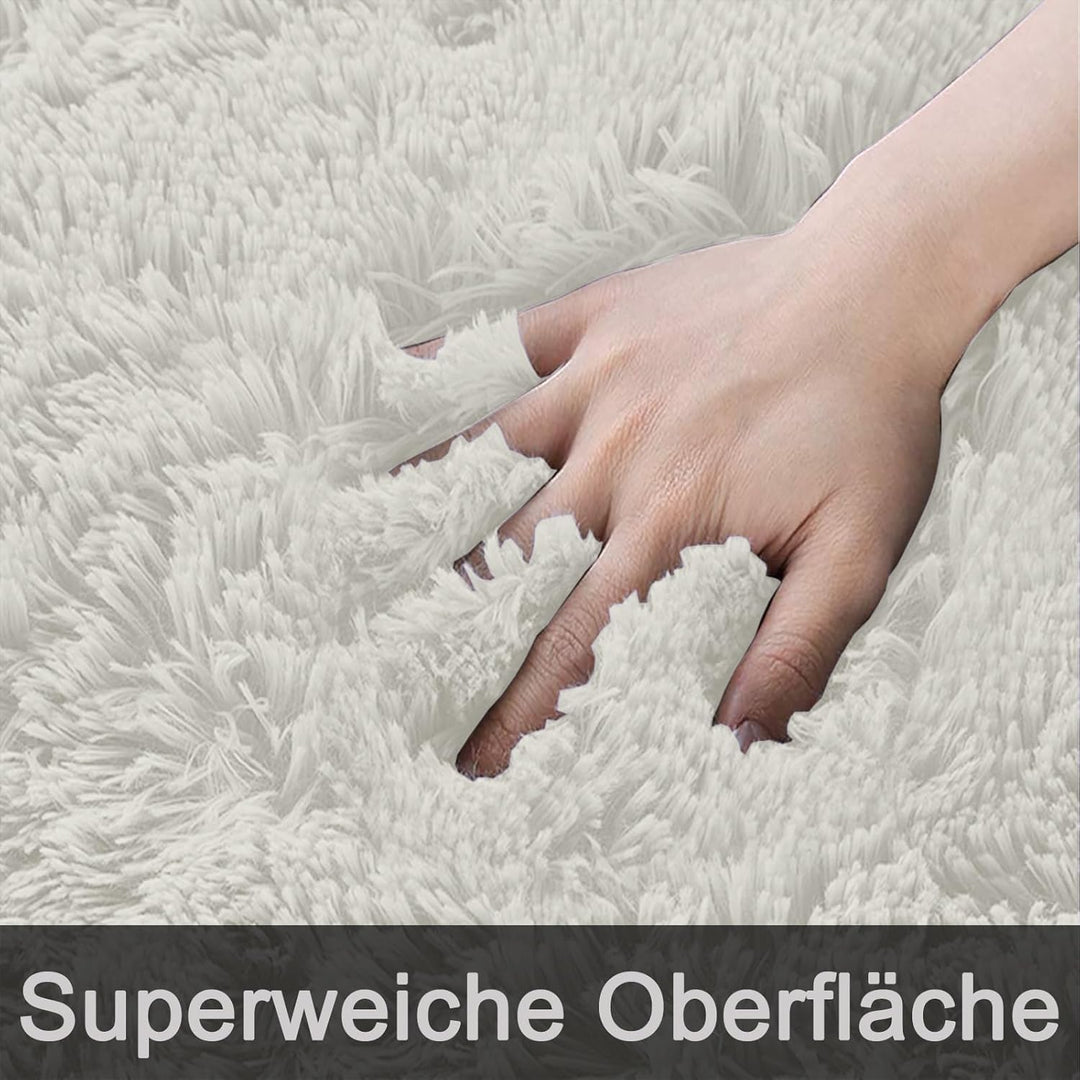 Bibykivn Teppich Wohnzimmer Hochflor Teppiche Waschbarer, 80x160 cm Moderner Langflor Teppiche Anti-