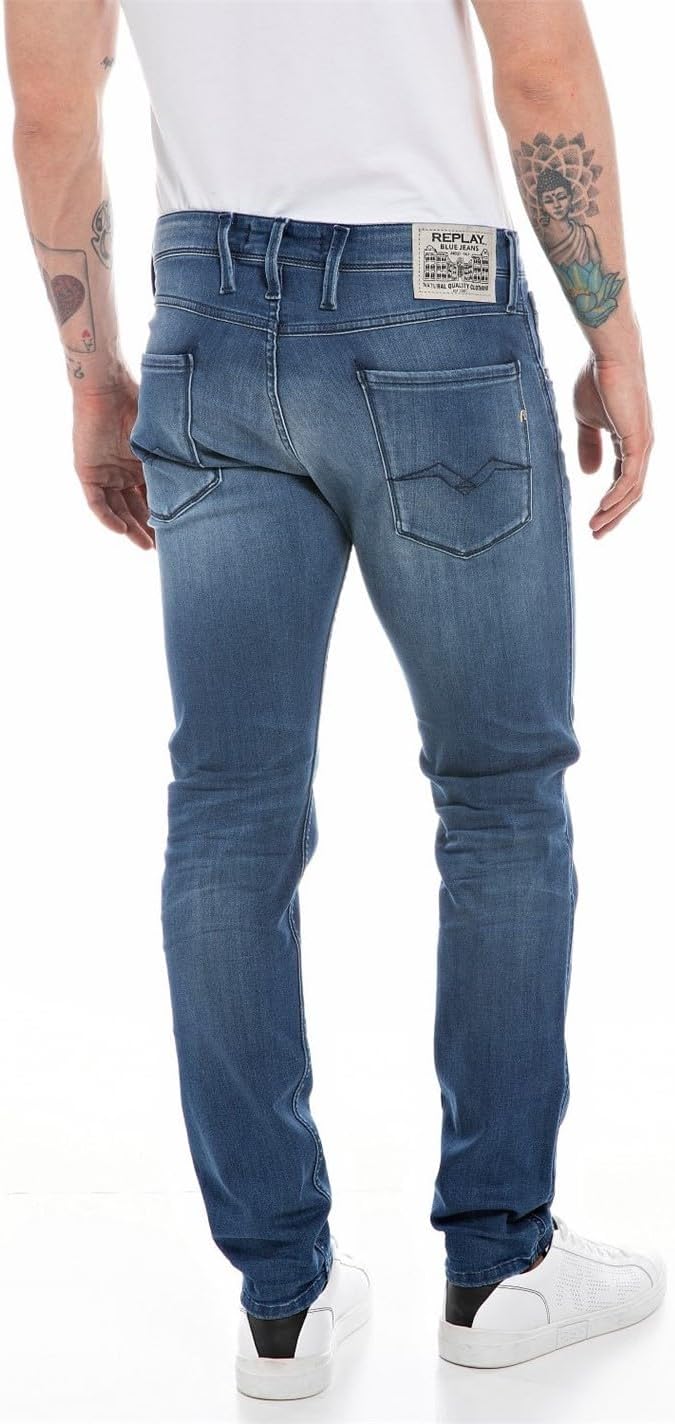 Replay Herren Jeans Anbass Slim-Fit mit Comfort Stretch 33W / 32L Medium Blue 009-3, 33W / 32L Mediu