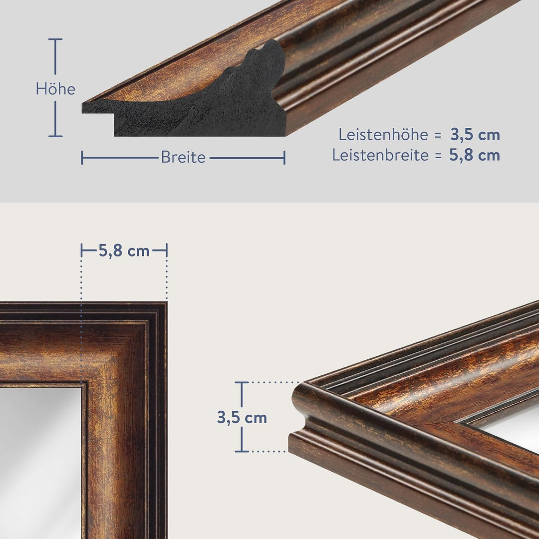 WANDStyle Spiegel Barock und Antik Stil I Aussenmass ca. 60 x 60 cm I Farbe Bronze I bronzener Wands