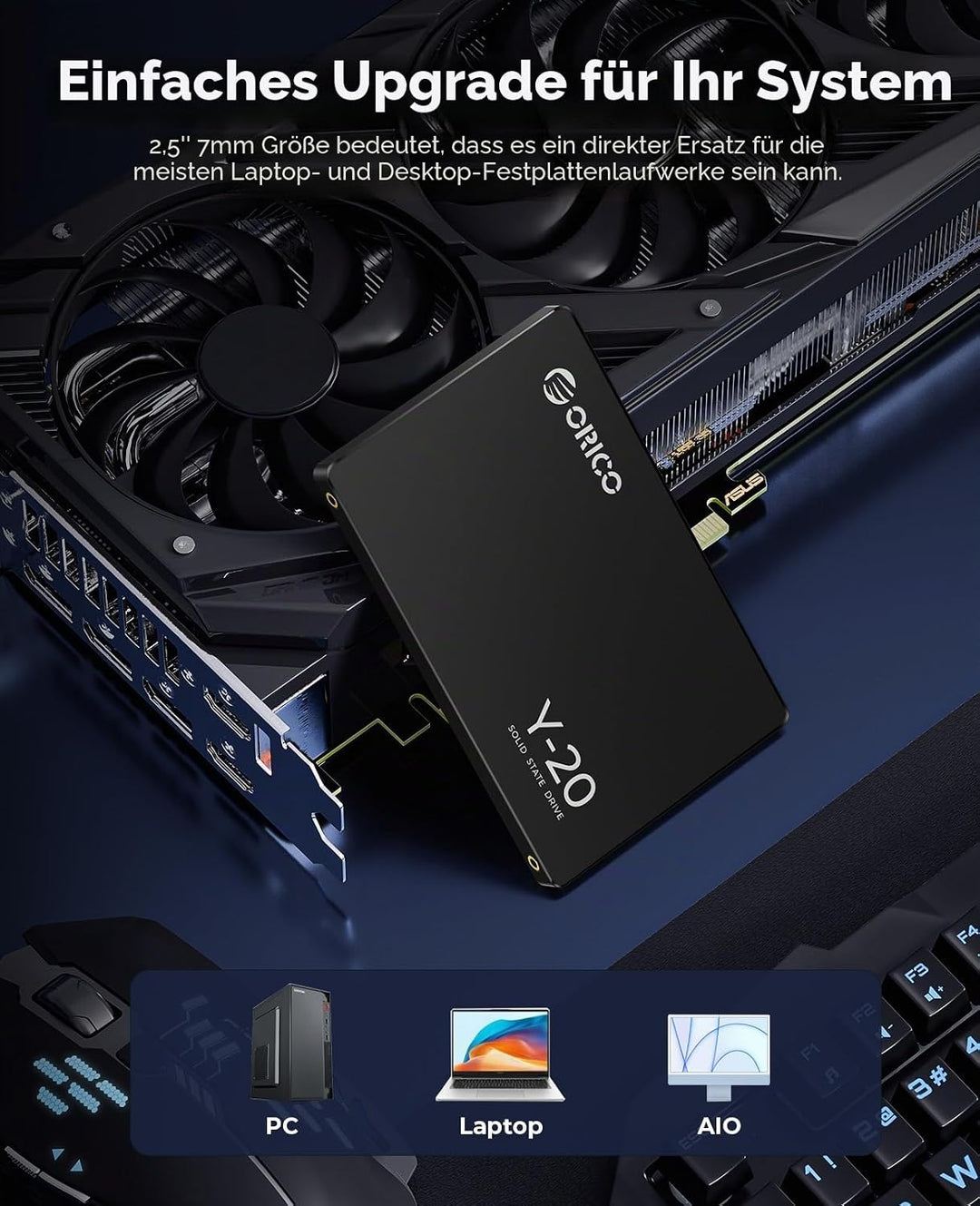 ORICO 2TB SSD SATA III 6Gb/s, 2.5“ Interne Solid State Festplatte, bis zu 500MB/s, Kompatibel mit La