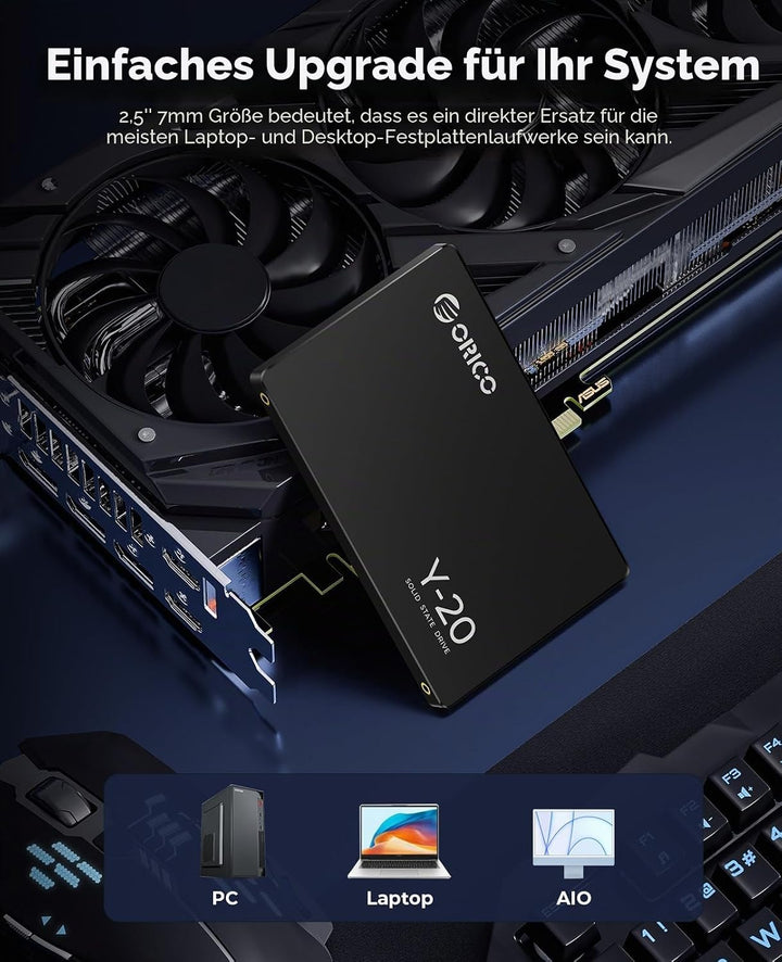 ORICO 2TB SSD SATA III 6Gb/s, 2.5“ Interne Solid State Festplatte, bis zu 500MB/s, Kompatibel mit La