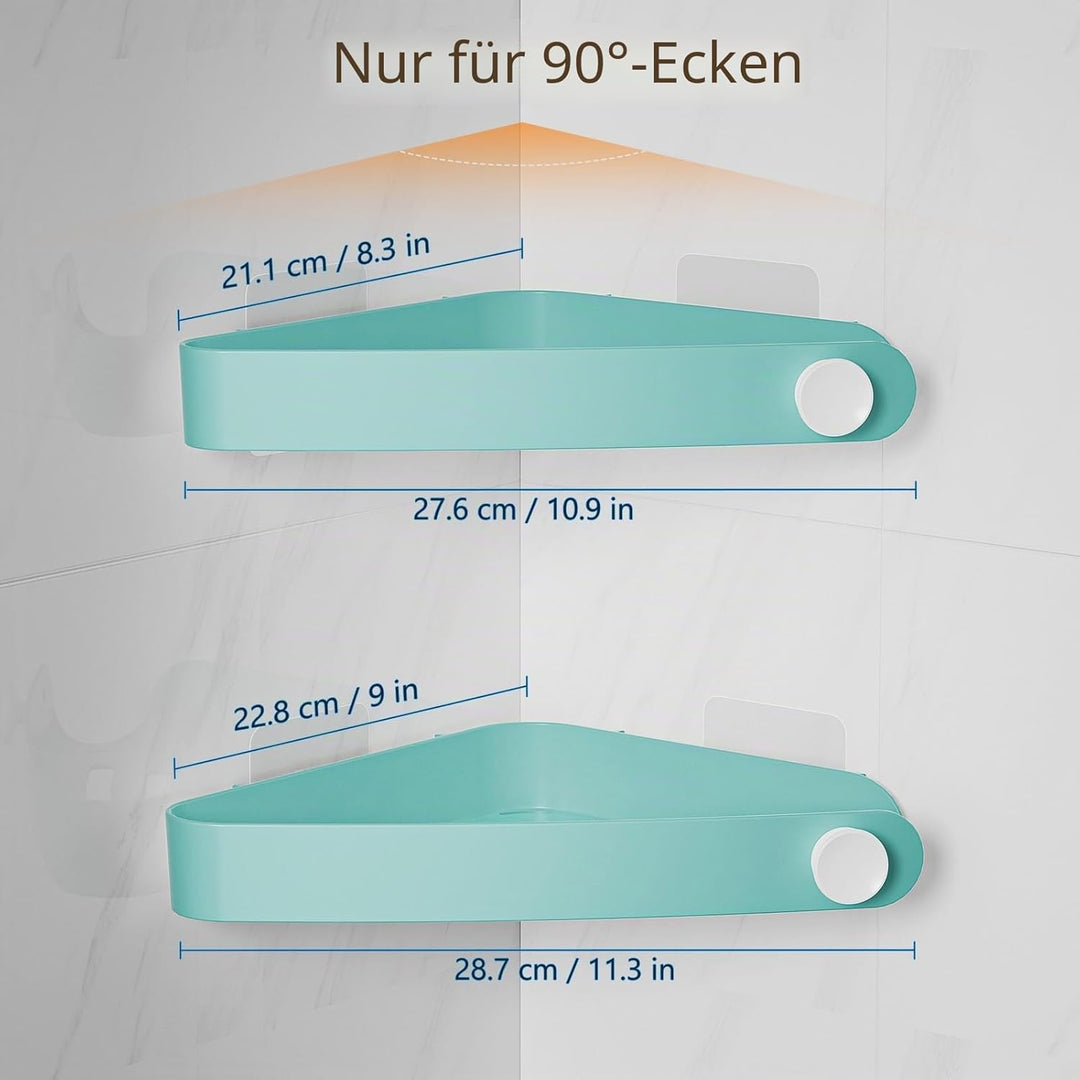 Sotfamily Plastik Duschablage ohne Bohren Ecke (Nur Für 90°), 2 Stück Duschregal Badregal ohne Bohre
