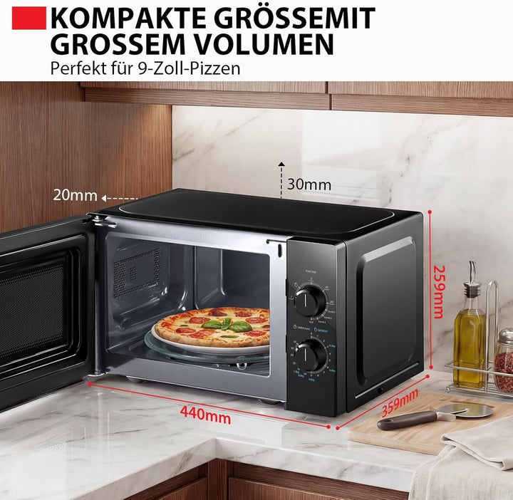 Toshiba MW2-MG20PE(BK) Mikrowellenherd 700 W mit knuspriger Grill- & Kombigarfunktion, 5 Leistungsst