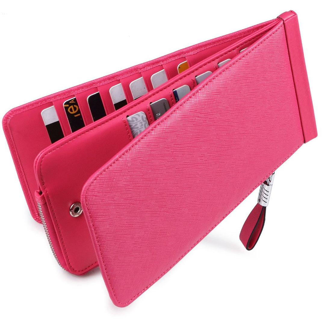 Huztencor Damen Kreditkartenetui Geldbörse RFID Blocking Leder Kartenetui Geldbörse Pink, Pink