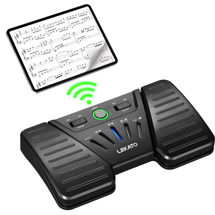 LEKATO Bluetooth Page Turning Pedal, Drahtloser Page Turner, Wiederaufladbarer Seitenwender für Smar
