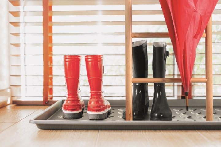 2X Schuhtablett 71x35 cm Schwarz – Schuhwanne mit Hohem Rand (3,3cm), Schuhabtropfschale Kunststoff,