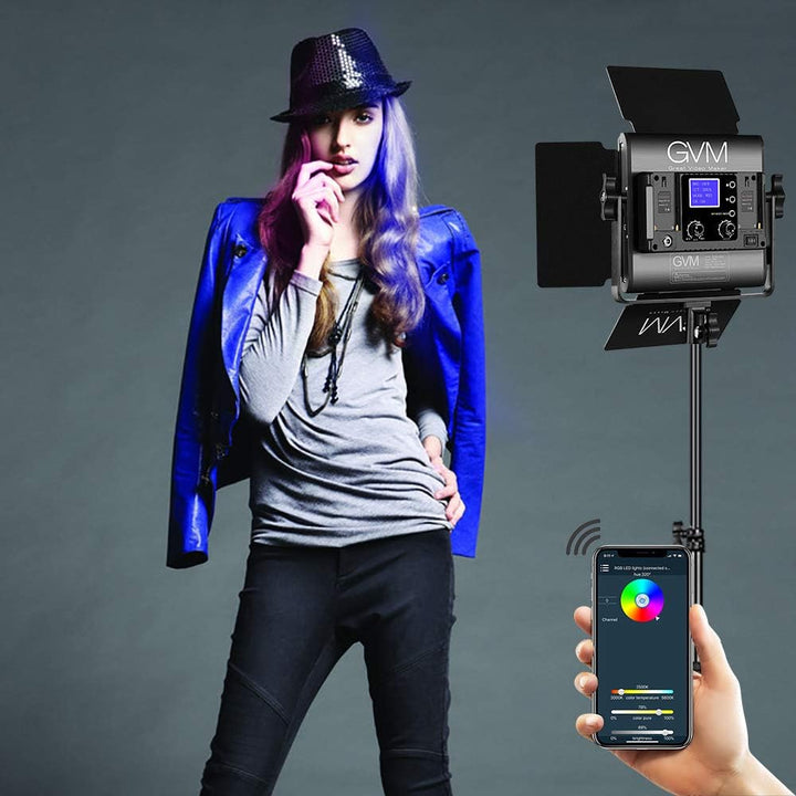 GVM 800D LED Videolicht RGB, APP-Steuerung led videoleuchte 3200K-5600K Studiolicht LED Dauerlicht F
