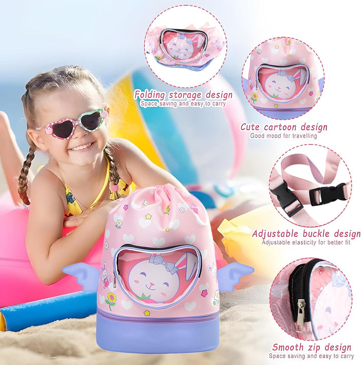 Schwimmrucksack Wasserdicht Kinder, Strandrucksack mit Trennung Schuhfach, Schwimmtasche Kinder mit