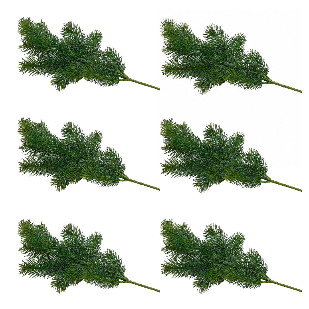 Annastore 6 x Künstliche Tannenzweige, Top-Qualität wie echt für den Innenbereich, L ca. 38 cm / 9 T