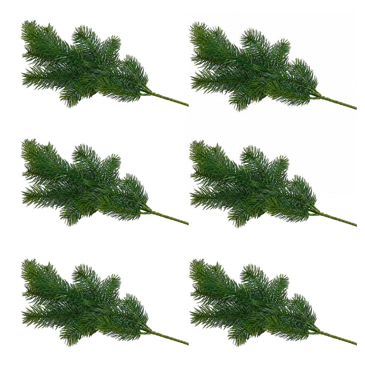 Annastore 6 x Künstliche Tannenzweige, Top-Qualität wie echt für den Innenbereich, L ca. 38 cm / 9 T