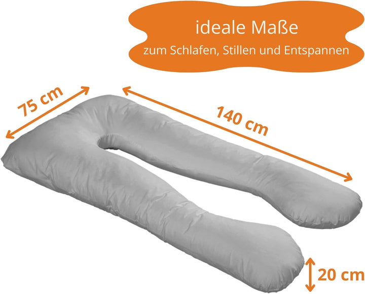 sleepling Schwangerschaftskissen Seitenschläferkissen, Bodypillow U-Form Kissen Bezug Mikrofaser (ab