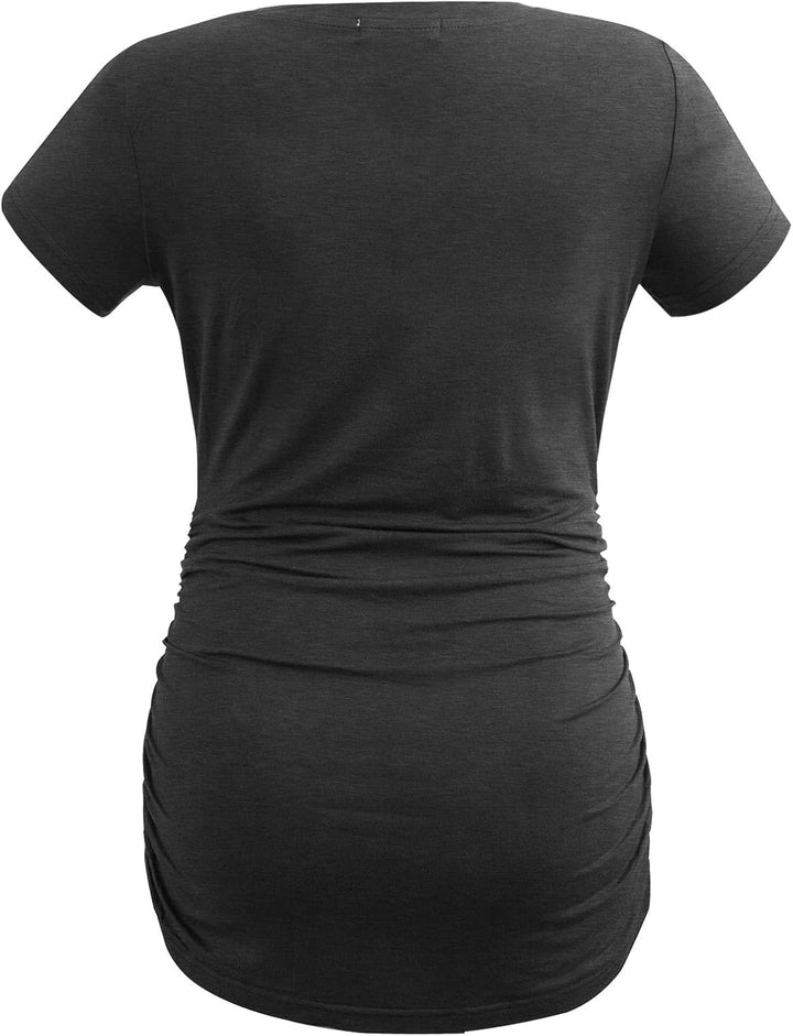 Smallshow Damen Umstandstop V Hals Schwangerschaft Seite Geraffte Umstandskleidung Tops T Shirt 3 Pa