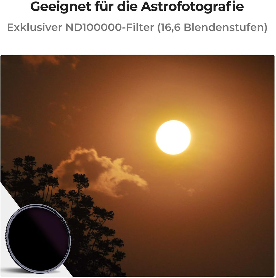 K&F Concept Nano-X Serie 49mm ND100000 Filter Fester ND Filter Graufilter (16,6 Blendenstufen), 49mm