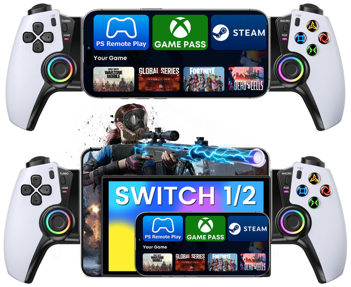Bluetooth Handy Controller für PS Remote Play, Smartphone Controller für iPhone/Android mit Hall-Eff