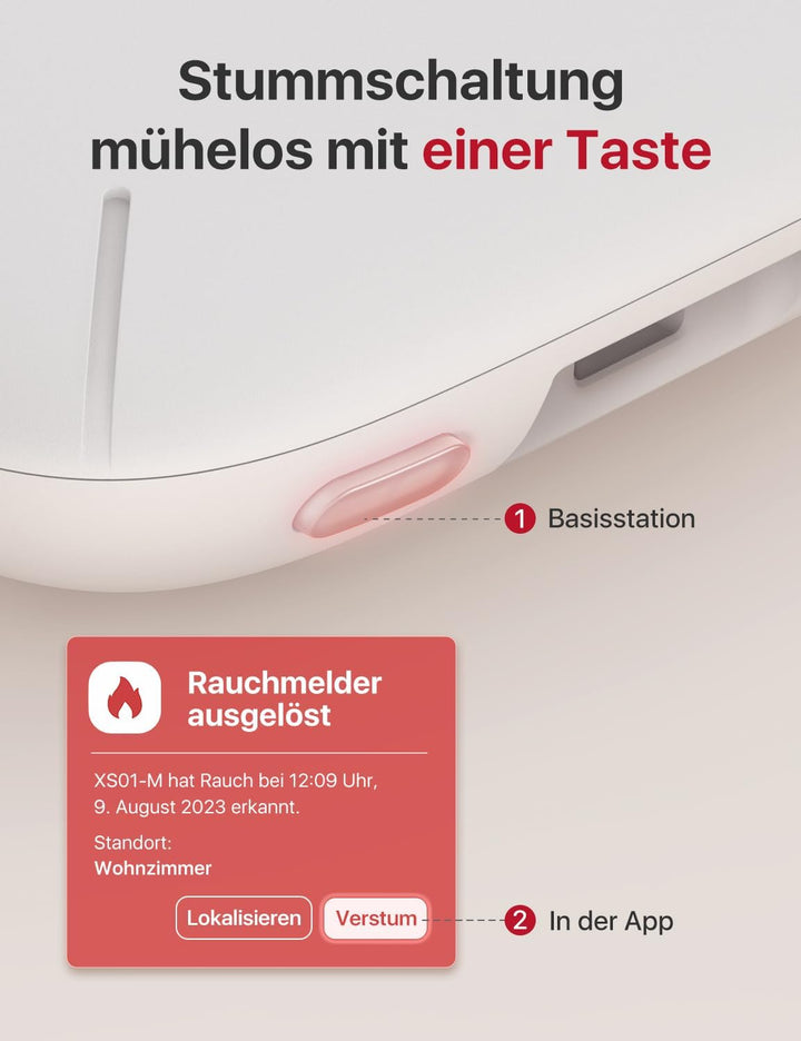 X-Sense Smart Rauchmelder XS01-M mit SBS50 Basisstation, Zertifiziert nach EN 14604, Funkrauchmelder