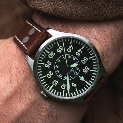 Laco Fliegeruhr Zürich.2 40 Made in Germany – 40 mm Ø hochwertige Quarzuhr – Baumuster B – Einzigart