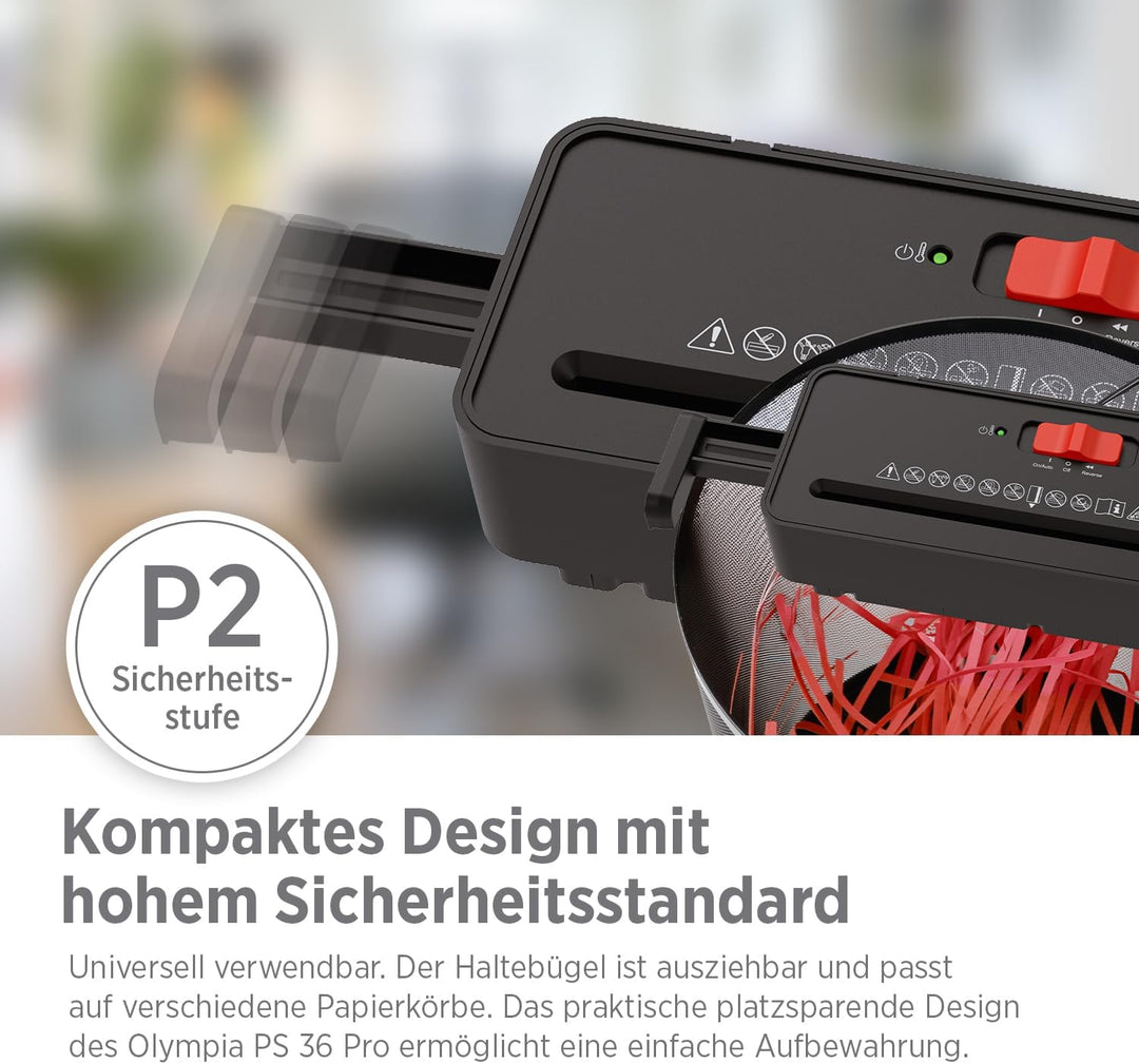 OLYMPIA PS 36 Pro Aktenvernichter | Papierschredder mit Streifenschnitt 6 mm | Schredder Aktenvernic