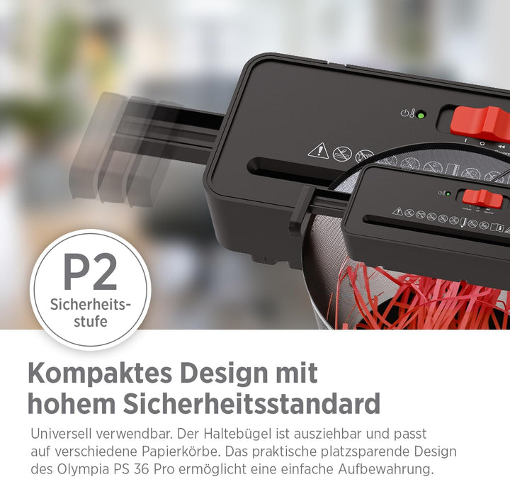 OLYMPIA PS 36 Pro Aktenvernichter | Papierschredder mit Streifenschnitt 6 mm | Schredder Aktenvernic