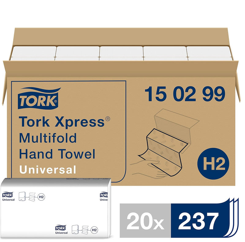 Tork 150299 Xpress Multifold Papierhandtücher H2 Universal in Weiss & Xpress Tischspender für Multif