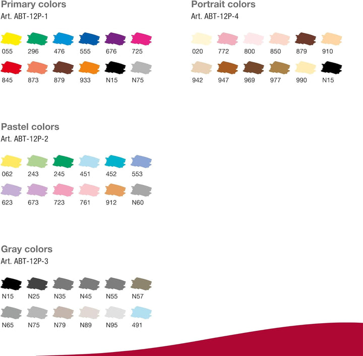 Tombow Fasermaler Dual Brush Pen mit zwei Spitzen 12er Set, primärfarben Single, Single