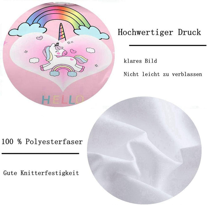 AOXHFNV Rosa Einhorn Bettbezug,Schöner Regenbogen weisse Wolke Einhorn Mädchen Kinder Bettwäsche 135